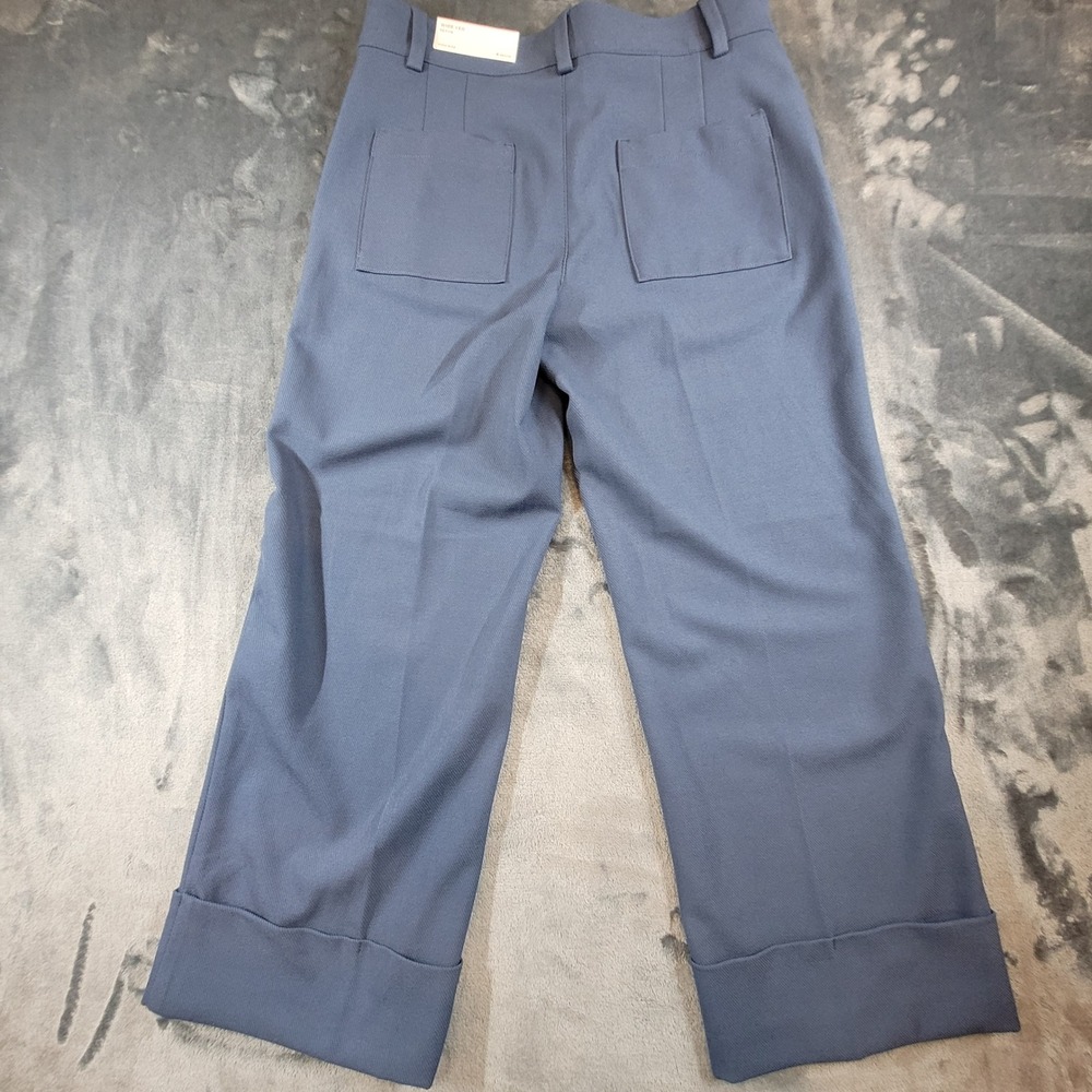 Loft Outlet Slate Blue High Rise Wide Leg Petite Cuffed Trousers Pants 6P NEW - Picture 6 of 9